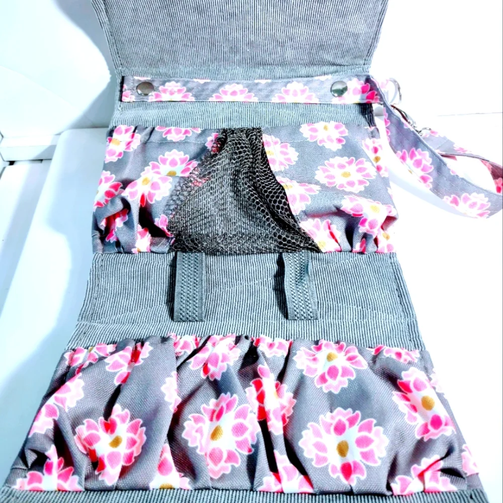 Lilly Bit foldable Pink and Grey Diaper Clutch with strap